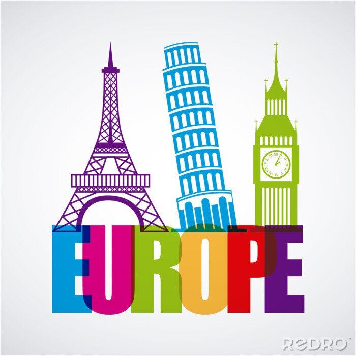 Poster  Inscription en couleurs Europe