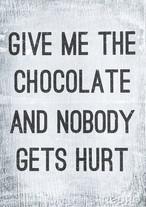 Poster  Inscription humoristique sur le chocolat