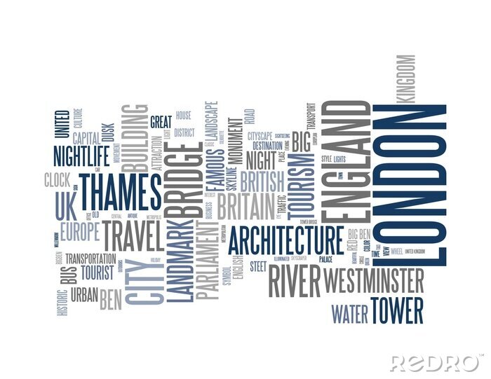 Poster  Inscriptions bleu et gris Londres