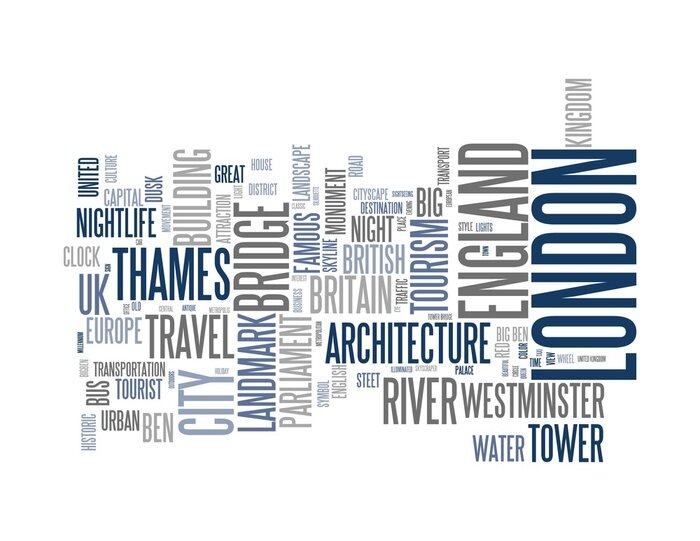 Poster  Inscriptions bleu et gris Londres
