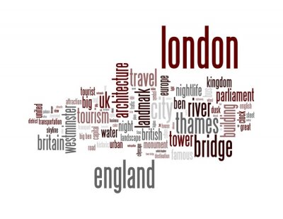 Inscriptions bordeau évoquant Londres