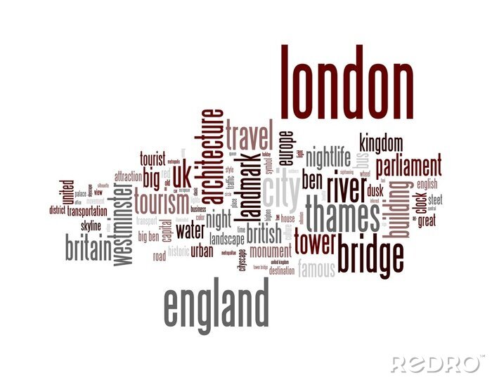 Poster  Inscriptions bordeau évoquant Londres