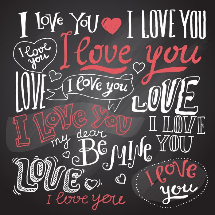 Poster  Inscriptions d'amour sur le tableau noir