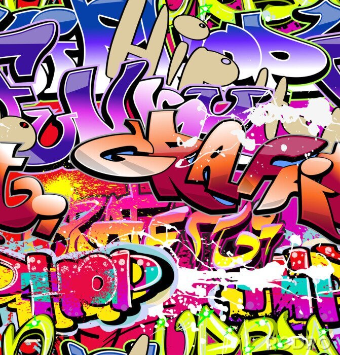 Poster  Inscriptions graffiti de différentes couleurs