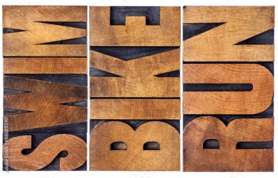 Poster  Inscriptions sportives en lettres de bois