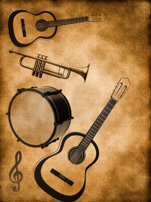 Poster  Instruments de musique rétro