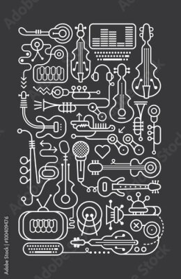 Poster  Instruments graphiques sur fond noir