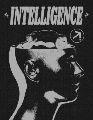 Poster  Intelligence rétro futuriste