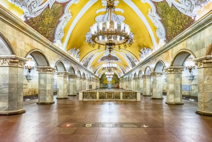 Poster  Intérieur, Komsomolskaya, souterrain, station, moscou, russie