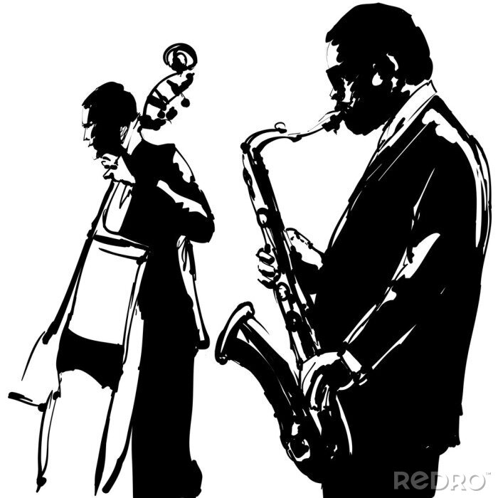 Poster  Jazz avec saxophone et contrebasse