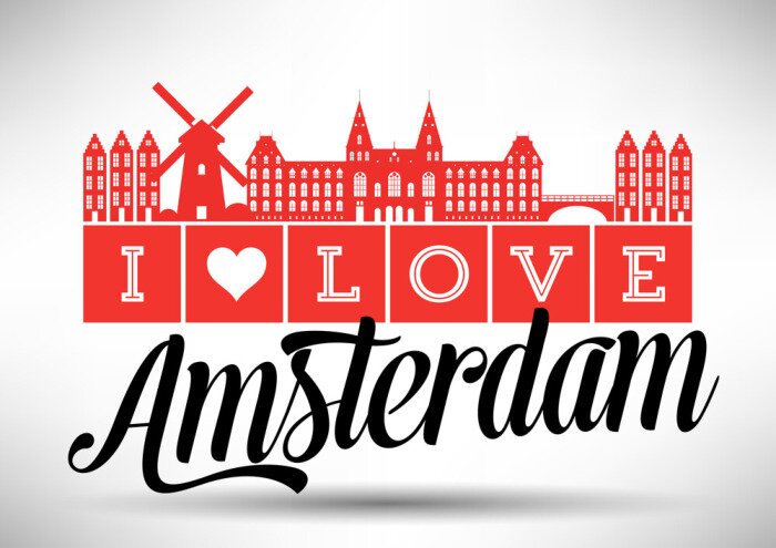 Poster  Je aime Amsterdam Skyline Design