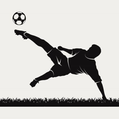 Joueur de foot sur fond noir et blanc