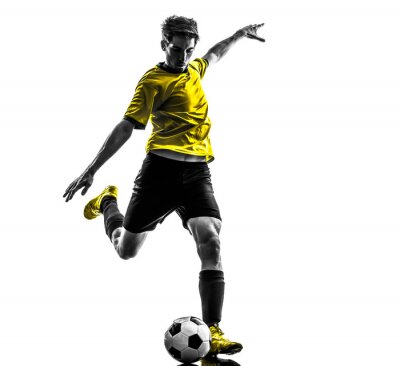 Poster  Joueur de football de football dans un maillot jaune