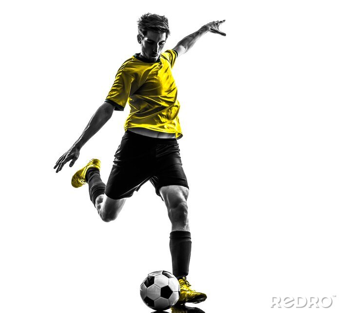 Poster  Joueur de football de football dans un maillot jaune