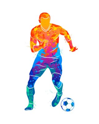 Poster  Joueur de football en aquarelle colorée
