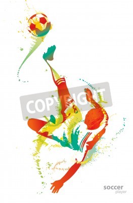 Poster  Joueur de football football peint avec des éclaboussures de peinture