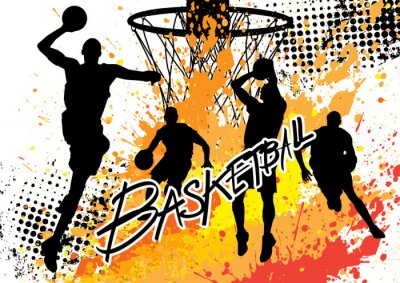 Poster  joueurs de basket-ball sur un fond marbré