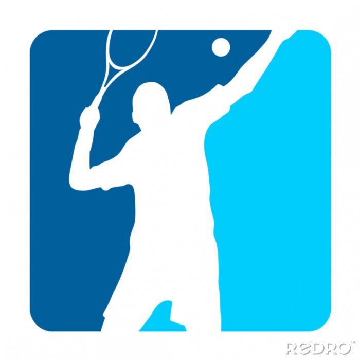 Poster  Joueuse de tennis sur fond bleu