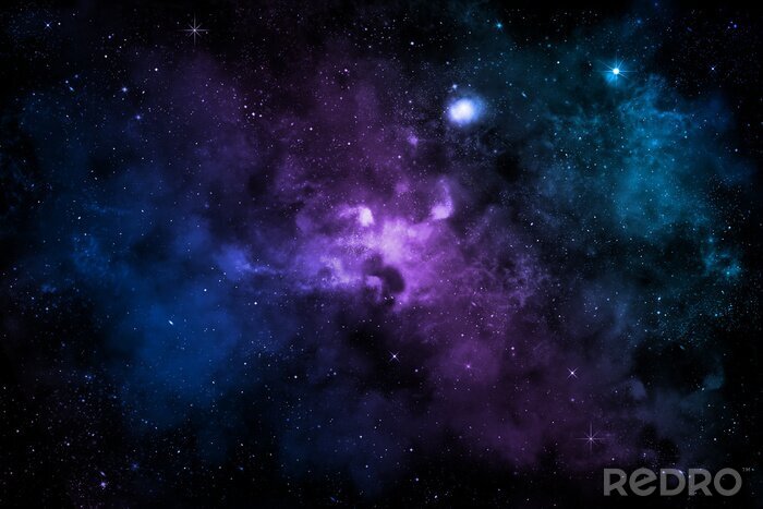 Poster  L'espace avec une nébuleuse violette