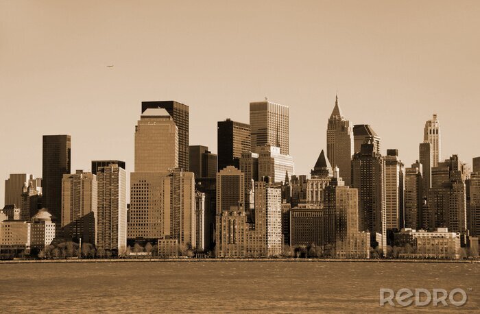 Poster  L'horizon de Manhattan sépia