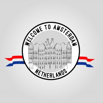 Poster  L'inscription Bienvenue au logo d'Amsterdam