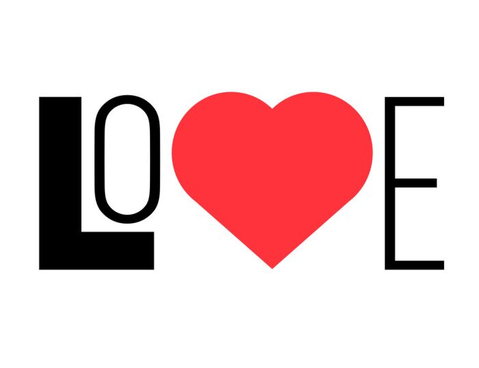 Poster  L'inscription love with heart graphics