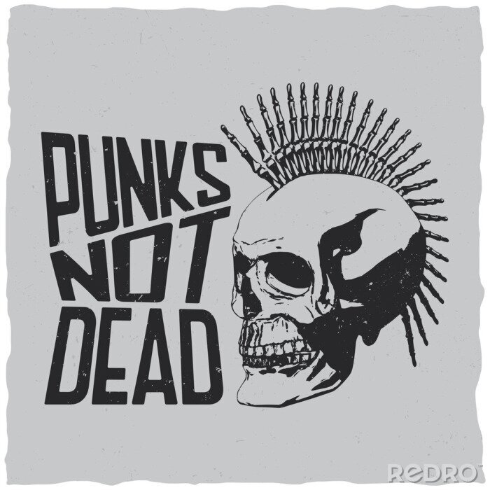 Poster  La conception d'étiquette de punks pas morts pour des t-shirts, des affiches, des logos, des cartes de voeux etc.