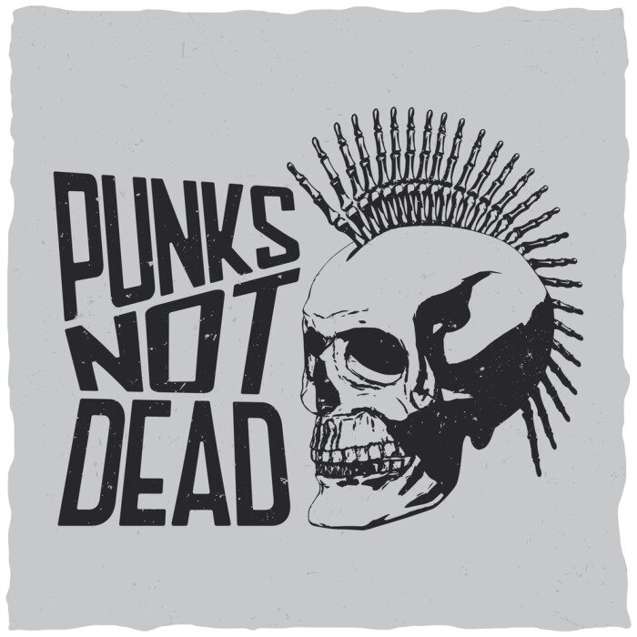 Poster  La conception d'étiquette de punks pas morts pour des t-shirts, des affiches, des logos, des cartes de voeux etc.