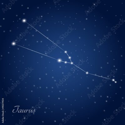 Poster  La constellation du Taureau dans le ciel bleu foncé
