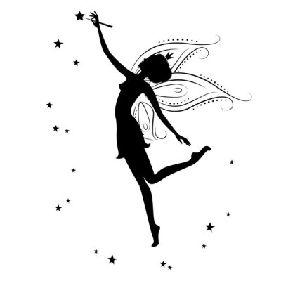Sticker  La figure d'une fée ailée aux couleurs noir et blanc