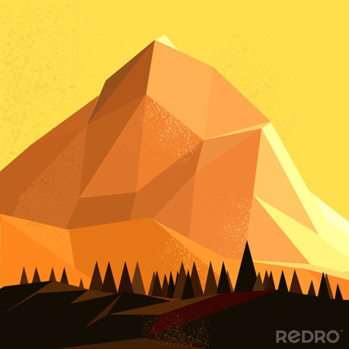 Poster  La montagne orange en 3D