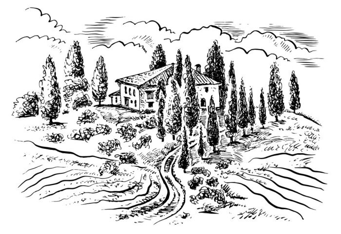 Poster  La Toscane en croquis artistique