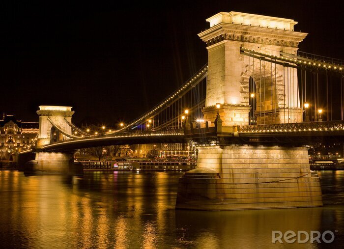 Poster  La ville la nuit et le pont en arrière-plan