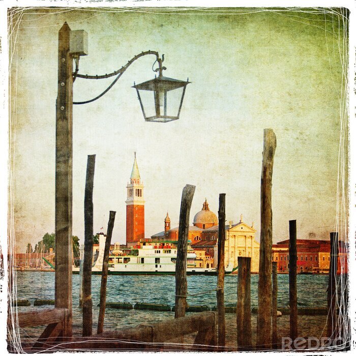 Poster  Lampadaire près d'une passerelle à Venise
