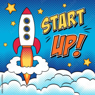 Poster  Lancement de fusée spatiale pop art