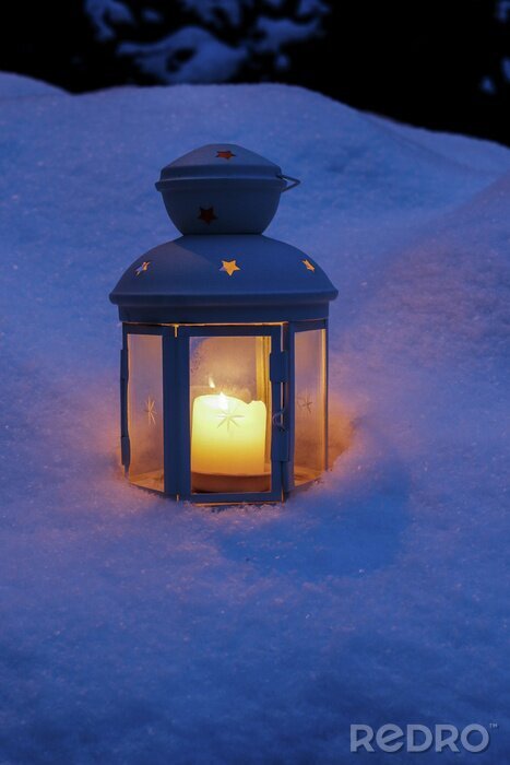 Poster  Lanterne sur la neige