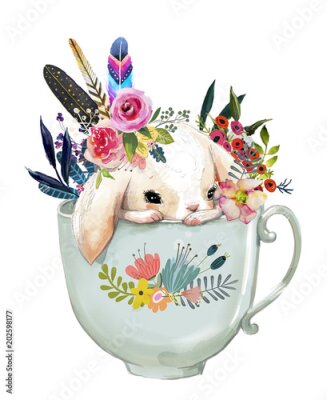 Poster  Lapin dans une tasse