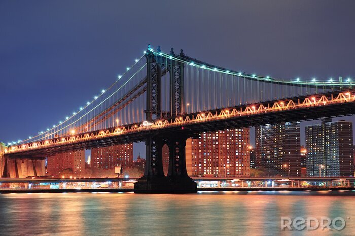 Poster  Le pont de Manhattan de nuit