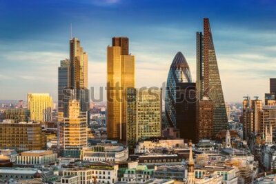 Poster  Le quartier des affaires de Londres par temps clair