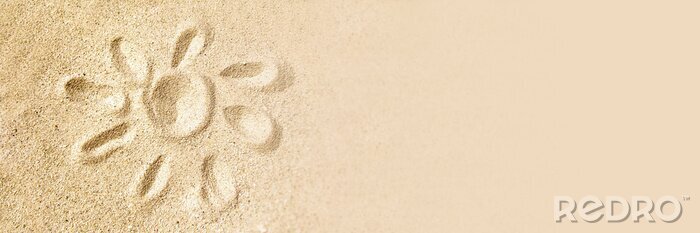 Poster  Le soleil dessiné sur le sable
