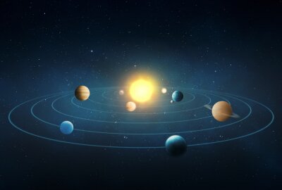 Poster  Le soleil illuminant le système solaire