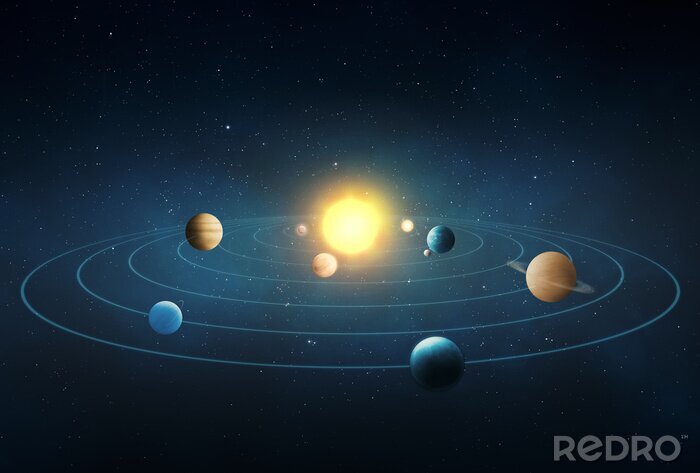 Poster  Le soleil illuminant le système solaire
