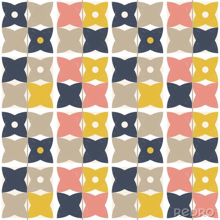 Poster  Le vecteur moderne abstrait motif géométrique sans soudure avec semi-cercles et cercles en style scandinave rétro