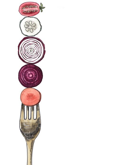 Poster  Légumes et fourche