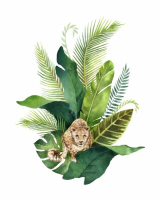 Poster  Léopard dans le fourré de la jungle