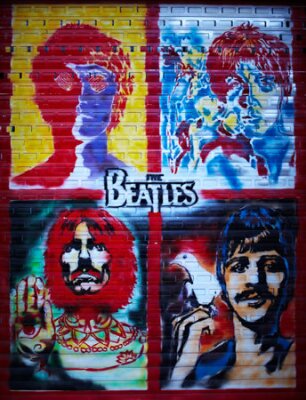 Poster  Les Beatles en vedette sous forme de graffiti
