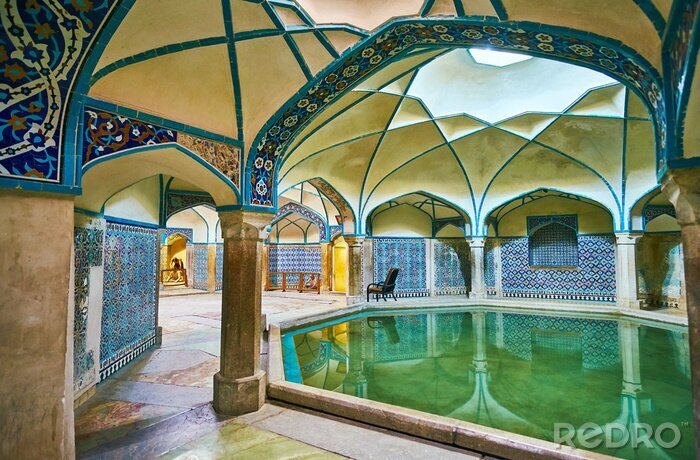 Poster  Les décors de tuiles de Ganjali Khan Bathhouse, Kerman, Iran