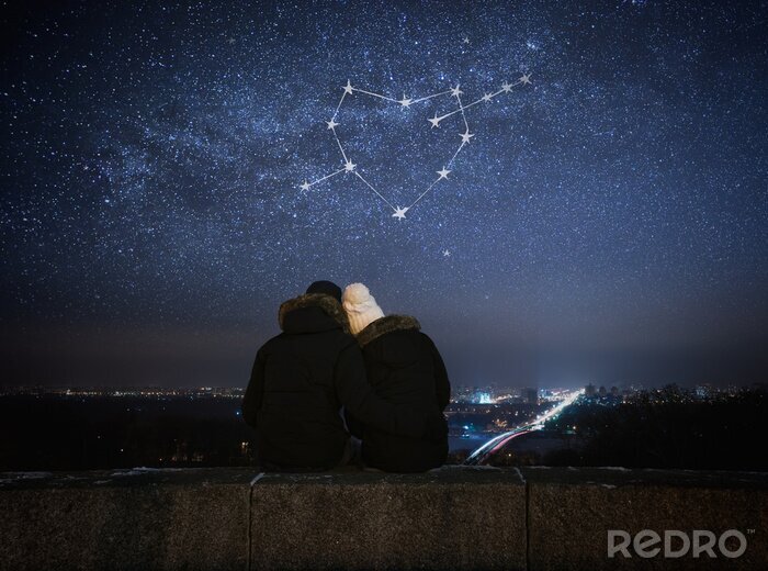 Poster  Les étoiles du ciel et un couple amoureux