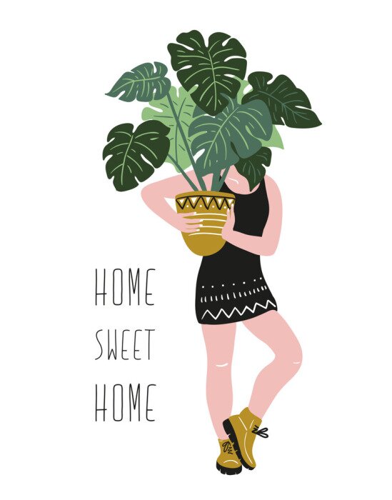 Poster  Les feuilles de Monstera masquant la silhouette féminine