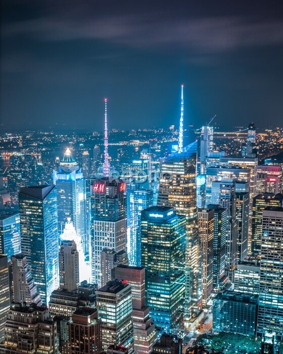 Poster  Les gratte-ciel illuminés de New York à Manhattan
